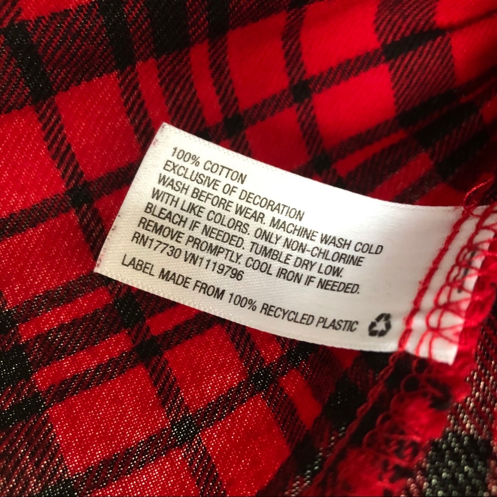 CAT & JACK Toddler Red Black Flannel Plaid Long Sleeve Shirt Sz XS Peplum Cotton - Picture 5 of 6
